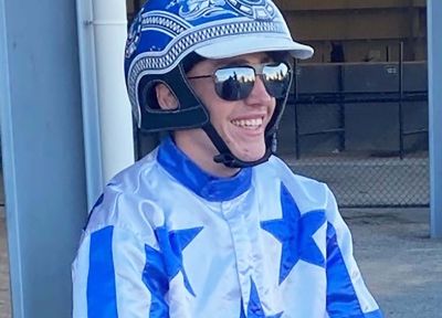 Novice driver Cody Crossland all smiles after his first win.