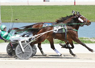 Jogging Sweets was the quickest of four Buckeye Stallion Series races for filly trotters on Saturday, winning in 1:56.4 in the final stride