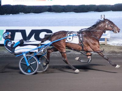 Western Joe and driver Simon Allard take the Saturday night feature at The Meadowlands