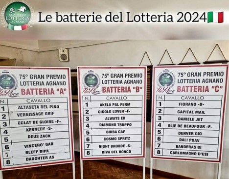 Boccadamo vince in Italia;  Posti della lotteria estratti