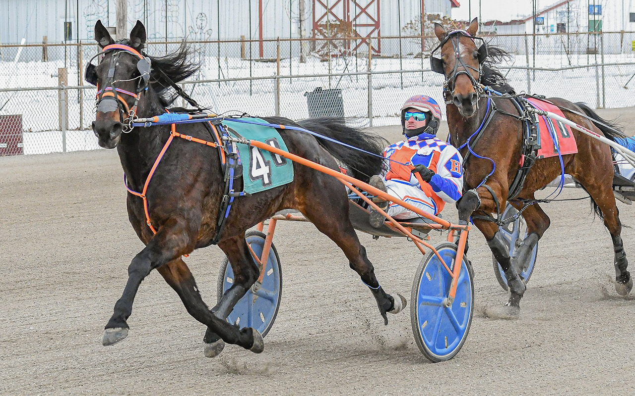 Jax Spratt (Aaron Hall) took his second Prancer leg victory on Saturday at Cumberland; 2. Sophomore trotter Devious Lad (Nick Graffam) defeated older horses in his $7,500 division. (Joe Shaw photos)