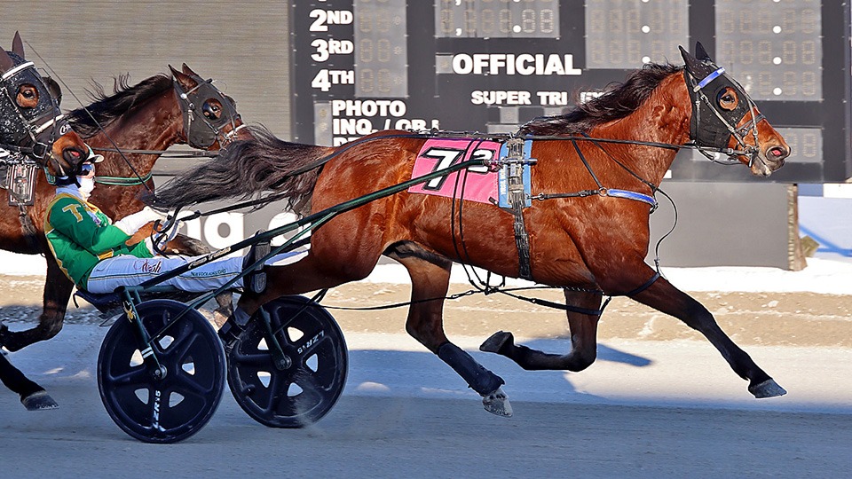 Jet Wings recorded the first win of his 4-year-old season in Tuesday’s trotting feature at Miami Valley. Conrad Photo.